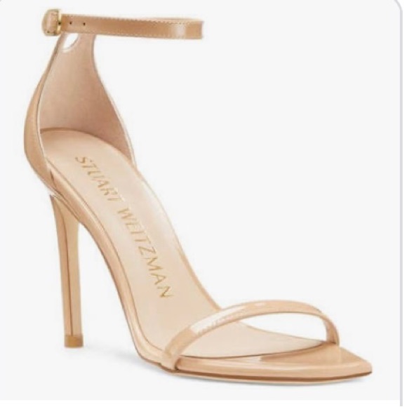 Stuart Weitzman Nudist Curve Patent Ankle-Strap Sandals Size 8.5